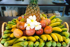 A basket of fresh Taveuni fruit