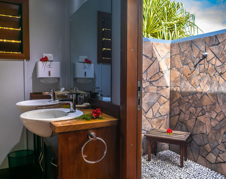 The vanity in your Aroha Resort room