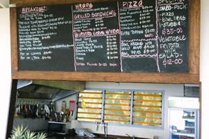 The menu at Kai Time restaurant